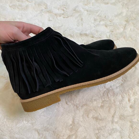 Kate Spade New York Size 9 Betsie Black Fringe Suede Ankle Booties Gold Zipper - Picture 8 of 16